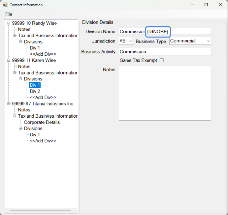 un-ignoring a division