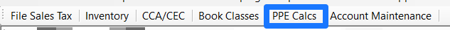 PPE Calcs button
